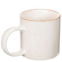 Product Ceramic Mug with House Design and Relief Pattern, 9cm, Beige and White