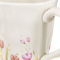 Product Ceramic plant pot with floral motif for nostalgic spring decoration, plant lovers, 10.5cm
