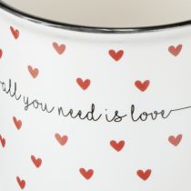 Product Cup with hearts ceramic cup white red Ø9cm H9cm