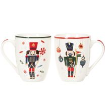 Product Ceramic Christmas Mug Set with Nutcracker and Candy Cane Design 10cm - 2 Pieces