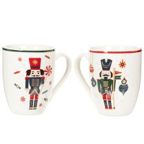 Product Ceramic Christmas Mug Set with Nutcracker and Candy Cane Design 10cm - 2 Pieces