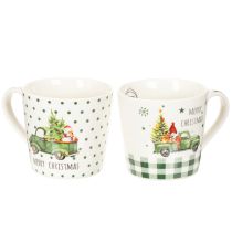 Product Set of 2 Ceramic Christmas Coffee Mugs with Merry Christmas Car Motifs, 10 cm