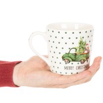 Product Merry Christmas Ceramic Mugs with Festive Car Design, Set of 2, 10cm