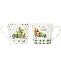 Product Merry Christmas Ceramic Mugs with Festive Car Design, Set of 2, 10cm
