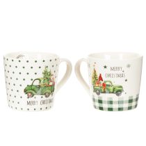 Product Merry Christmas Ceramic Mugs with Festive Car Design, Set of 2, 10cm