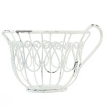 Product Planter metal decorative cup white shabby chic Ø15cm H11cm