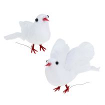 Pigeons 5cm on the wire White 8pcs