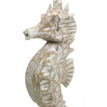 Product Seahorse Deco White Wood Maritime Decoration Deco Figure H38cm