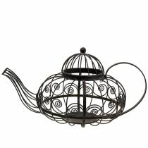 Decorative teapot cachepot metal dark brown Ø28cm H24cm