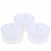 White tea lights in plastic bowl 18pcs