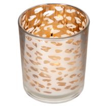 Product Glass tealight holder with leopard print, two-tone, 8cm