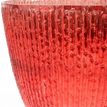 Candle glass lantern red glass deco vase Ø21cm H21.5cm
