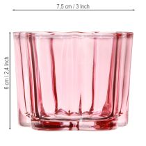 Product Tealight holder flower tealight glass pink Ø7.5cm H6cm 6pcs
