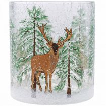 Product Tealight holder glass Christmas crackle tealight glass H13cm