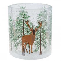 Product Tealight holder glass Christmas Crackle tealight glass H10cm