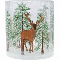 Product Tealight holder glass Christmas Crackle tealight glass H10cm