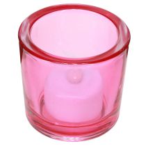 Product Tealight holder glass lanterns colored assorted Ø6.5cm H6cm 6pcs