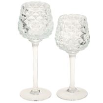 Product Tealight holder glass cone with base H19.5/22.5cm set of 2