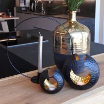 Product Tealight holder black gold table decoration metal 19×11×17cm