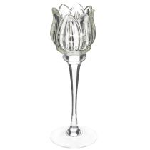 Product Glass flower candle holder for elegant table decoration, events and weddings, 22cm