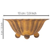Product Vintage tealight holder, small bowl, rust-colored metal, Ø10cm, H4.5cm