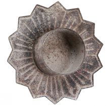 Product Tealight holder vintage tealight for sticking grey Ø9cm H8.5cm 4pcs