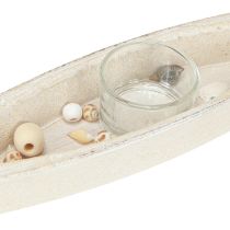 Product Tealight holder maritime tealight boat wood assorted 31×6.5cm 2pcs