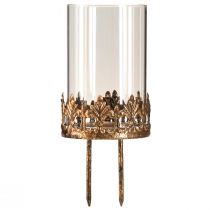 Product Tealight holder with glass for sticking antique look gold Ø5.5cm 4pcs