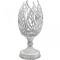 Product Lantern metal white, tealight holder flower Ø13cm H30cm