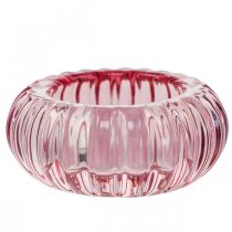 Product Tealight Holder Glass Candle Holder Round Pink Ø8cm H3.5cm