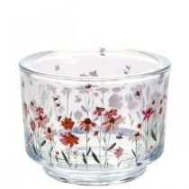 Tea light holder glass lantern summer meadow bees Ø9cm