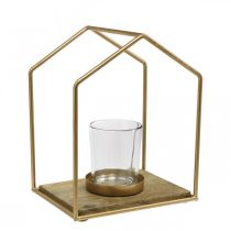 Product Lantern house metal decoration tealight candle glass 20×16×26cm