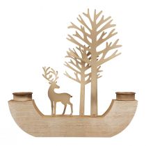 Product Tealight holder wood metal deer decoration forest 23.5cm