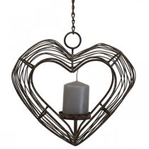 Product Tea light holder metal hanging decoration rust decoration heart 22×7×20cm