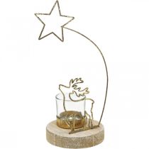 Product Tealight holder reindeer and poinsettia metal Ø10cm H24cm