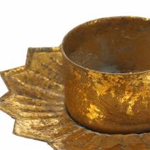 Product Tealight holder for sticking metal in gold Ø9cm H9cm 4pcs
