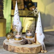 Product Gnome Christmas deco figure white, gold Ø6.5cm H22cm 2pcs
