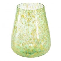 Product Tealight holder lantern glass yellow green Ø12cm H14,5cm