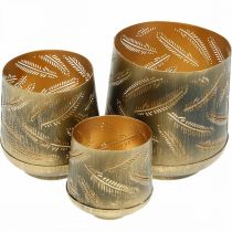 Product Tealight holder Christmas metal bronze, gold Ø13.5 / 11 / 8.5cm, set of 3