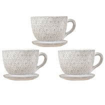 Product Teacup Decoration Ceramic White Washed 12×10×8cm 3 pcs