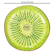Product Round ceramic plates with kiwi motif, suitable for dining table or kitchen, 16cm, 2 pieces
