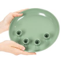 Product **Green Metal Advent Wreath Plate with Four Candle Holders 24 cm**
```html
<h2>Green Metal Advent Wreath Plate for Seasonal Candle Displays</h2>
<p>
This green metal advent wreath plate features four integrated candle holders, perfect for taper candles