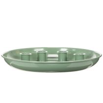 Product **Green Metal Advent Wreath Plate with Four Candle Holders 24 cm**
```html
<h2>Green Metal Advent Wreath Plate for Seasonal Candle Displays</h2>
<p>
This green metal advent wreath plate features four integrated candle holders, perfect for taper candles
