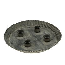 Product Plate with 4 candlesticks Ø25cm H3cm Grey