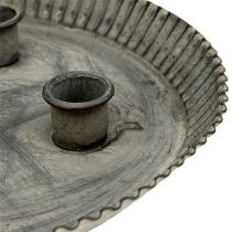 Product Plate with 4 candlesticks Ø25cm H3cm Grey