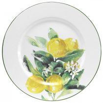 Product Decorative plate, Mediterranean, metal plate with lemon branch Ø34cm