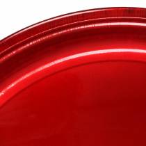 Decorative plate made of metal red with glaze effect Ø50cm