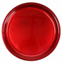 Decorative plate made of metal red with glaze effect Ø50cm