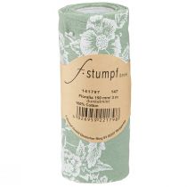 Product Table Runner Green Roll Ribbon Flowers Cotton Mint 15cm 3m