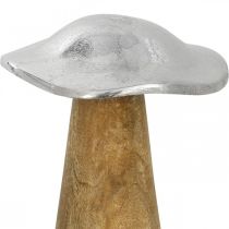 Product Table decoration deco mushroom metal wood silver wooden mushroom H14cm